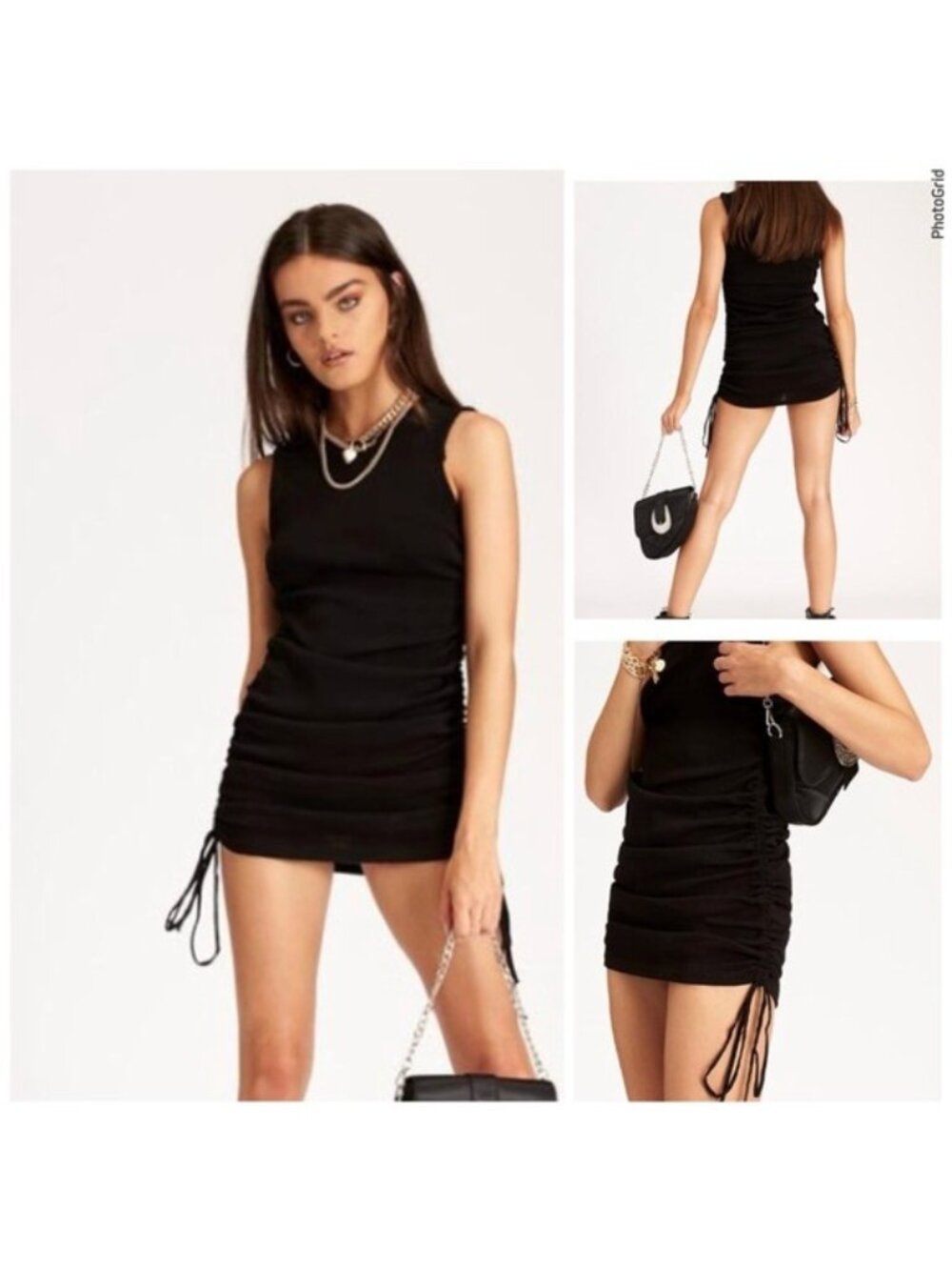 LIONESS  black military minds ribbed mini dress Medium